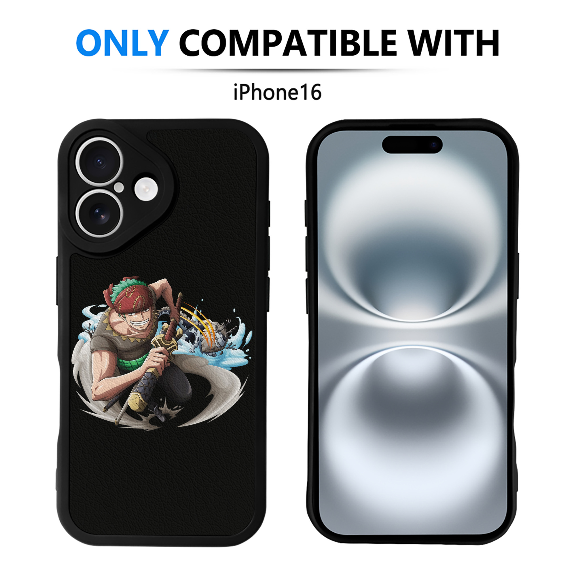 （画像用） ワンピース ロロノア・ゾロ ONE PIECE Roronoa Zoro 【iPhone 16シリーズ対応】シリコンスマホケース（レザー調） 材質：シリコン